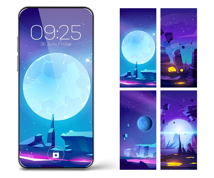 smartphone with a moon theme