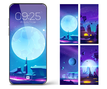 smartphone with a moon theme